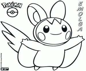 desenho de Um Pokemon voador, Emolga para colorir