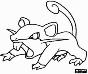 desenho de Um Pokémon rato Rattata para colorir
