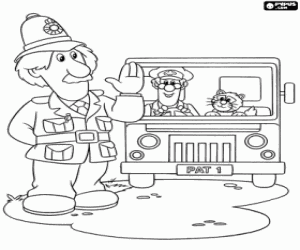 desenho de O policial e o Paulo o carteiro para colorir