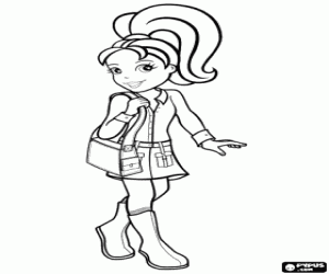 desenho de Polly com minissaia e botas para colorir