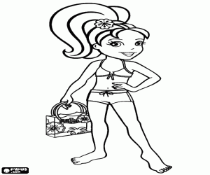 desenho de Polly Pocket vai à praia para colorir