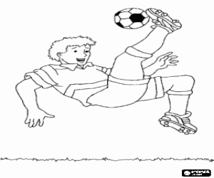 desenho de Um pontapé de bicicleta, um tiro no futebol para colorir