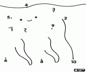 desenho de Ponto a ponto, um animal marinho para colorir