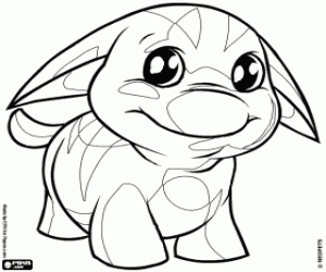 desenho de Poogle, Kacheek, o cão de Neopets para colorir