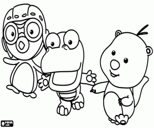 desenho de Pororo o pinguim e seus amigos para colorir