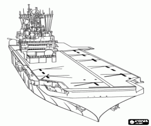 desenho de Porta-aviões, navio da Marinha para colorir