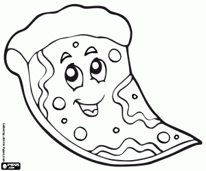 desenho de Porção de pizza feliz para colorir