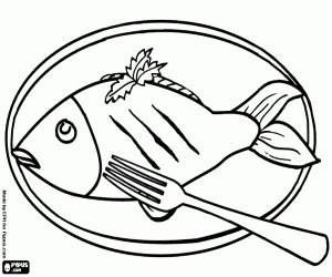 desenho de Prato de peixe cozido no vapor para colorir