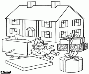 desenho de Alguns presentes de Natal para abrir para colorir