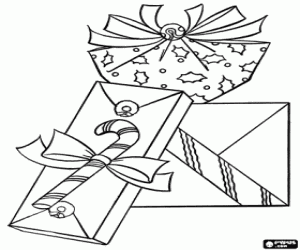 desenho de Presentes de Natal decorados para colorir