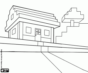 desenho de Primeira casa de Minecraft para colorir