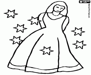 desenho de Uma princesa entre as estrelas para colorir