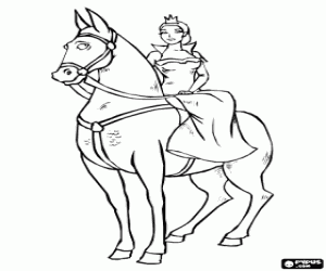 desenho de Uma princesa no cavalo para colorir