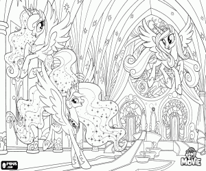 desenho de Princesas reais unicórnios de Equestria para colorir
