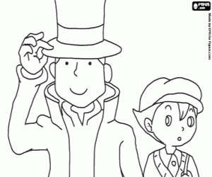 desenho de Professor Layton e Luke Triton para colorir