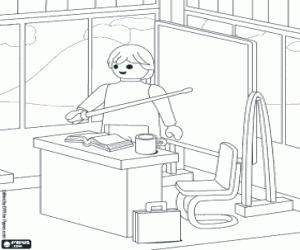 desenho de Professor na escola de Playmobil para colorir