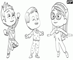 desenho de Os protagonistas da PJ Masks para colorir