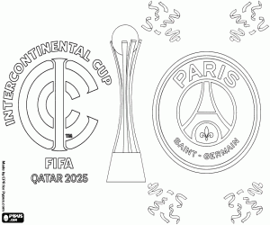 desenho de PSG, campeão da Copa Intercontinental de 2025 para colorir