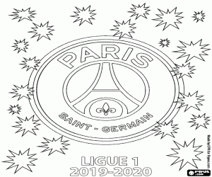 desenho de PSG, campeão da Ligue 1 2019-2020 para colorir