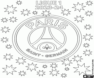 desenho de PSG, campeão da Ligue 1 2023-2024 para colorir