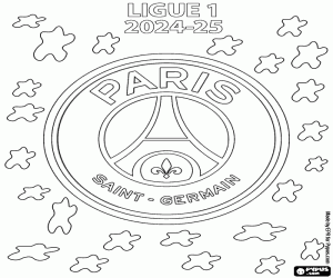 desenho de PSG, campeão da Ligue 1 2024-2025 para colorir