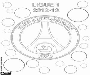 desenho de PSG, campeão francês 2012-2013 para colorir