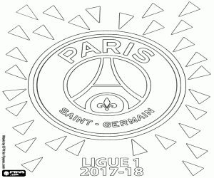 desenho de PSG, campeão Ligue 1 2017-2018 para colorir
