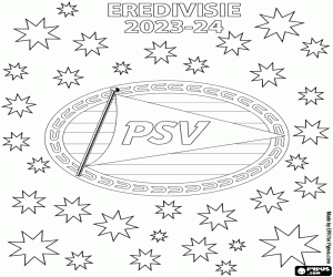 desenho de PSV, campeão da Eredivisie 2023-2024 para colorir