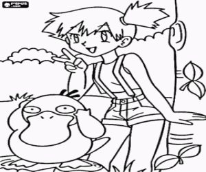 desenho de Psyduck e May, Pokemon para colorir
