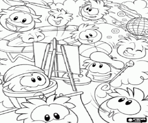 desenho de O puffle pintor em ação para colorir