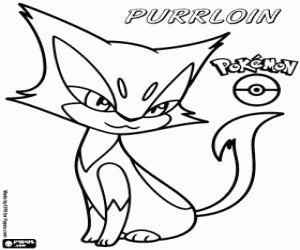 desenho de Purrloin, um felino Pokemon para colorir