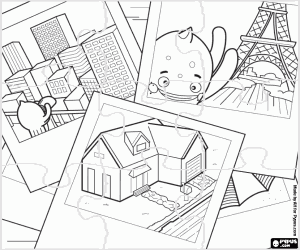 desenho de Puzzle com as viagens de Pypus para colorir