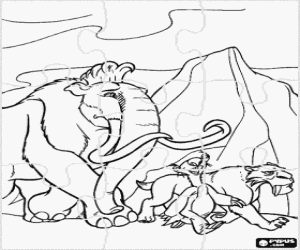 desenho de Puzzle das aventuras de Ice Age para colorir