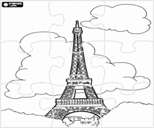 desenho de Puzzle da Torre Eiffel para colorir