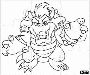 desenho de Puzzle de Bowser, inimigo de Mario para colorir