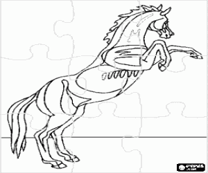 desenho de Puzzle de cavalo elevado para colorir