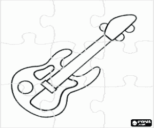 desenho de Puzzle de guitarra elétrica ou eléctrica para colorir