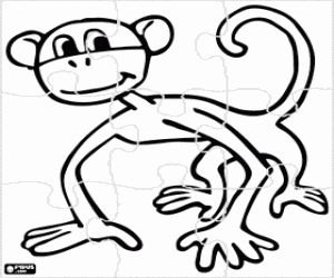 desenho de Puzzle de um macaco olhando para colorir