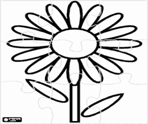 desenho de Puzzle de uma margarida, uma flor para colorir