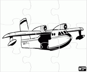 desenho de Puzzle de pequeno aeroplano à reação para colorir