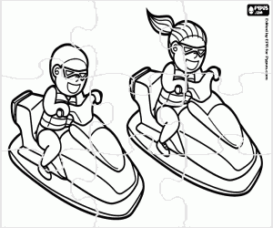 desenho de Puzzle de scooters de água para colorir