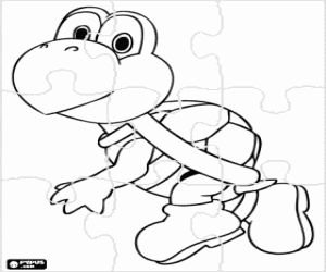 desenho de Puzzle de tartaruga Koopa Troopa para colorir