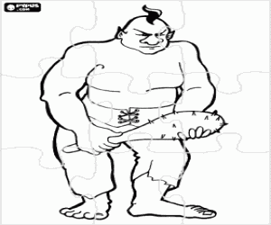 desenho de Puzzle de um troll gigante para colorir