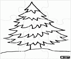 desenho de Puzzle de uma árvore de Natal para colorir