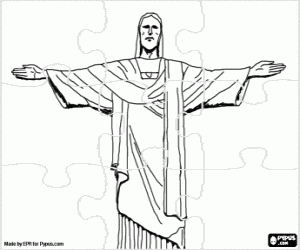 desenho de Puzzle do Cristo do Corcovado, RJ, Brasil para colorir