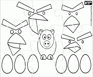 desenho de Puzzle do videojogo Angry Birds para colorir