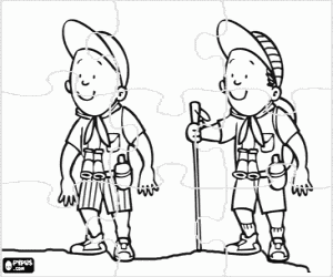 desenho de Puzzle dos exploradores e aventureiros para colorir