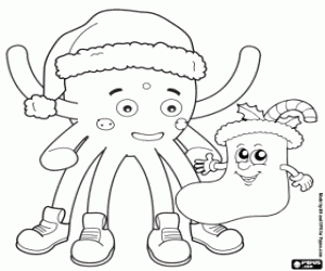desenho de Pypus e a bota de Natal para colorir