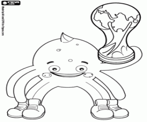 desenho de Pypus e a Copa do mundo para colorir