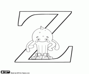 desenho de Pypus e a letra grega Zeta para colorir